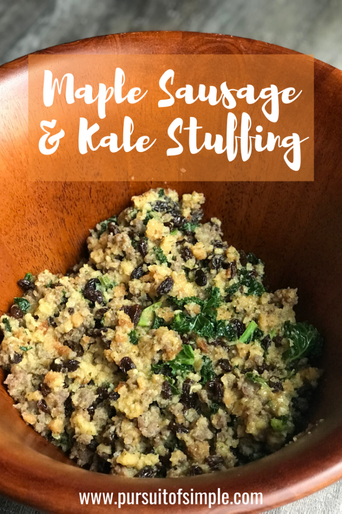 Maple Sausage & Kale Stuffing - perfect non traditional Thanksgiving side dish