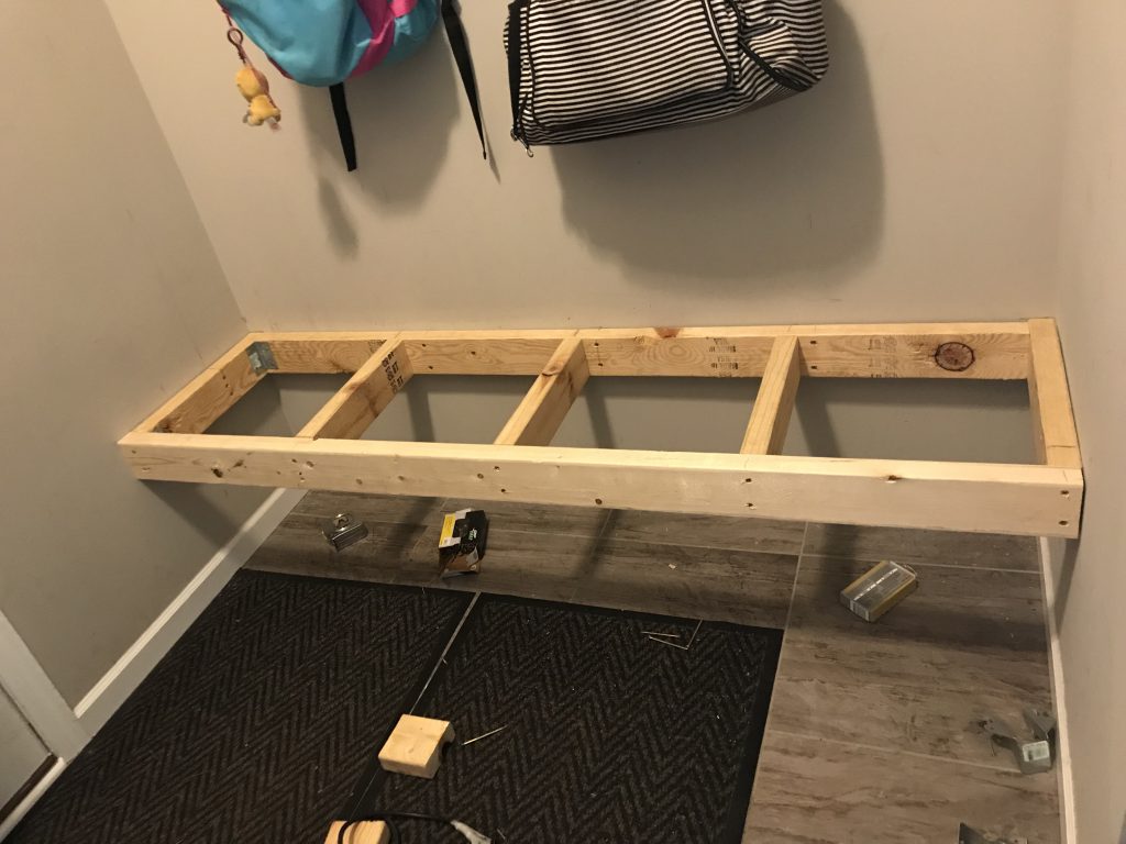 DIY Mud Room Floating Bench Frame