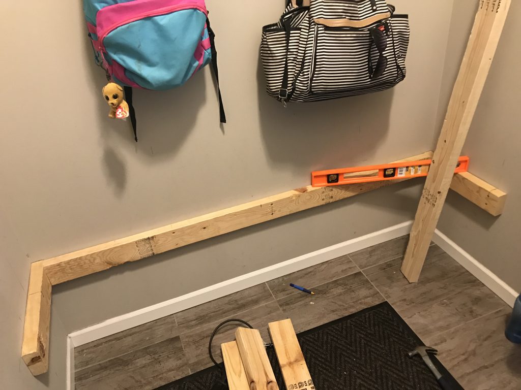 DIY Mud Room Bench Frame in Progress